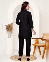 Black Imported Co-ord Set Shirt & Pant with Hand & Embroidered Work