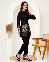 Black Imported Co-ord Set Shirt & Pant with Hand & Embroidered Work